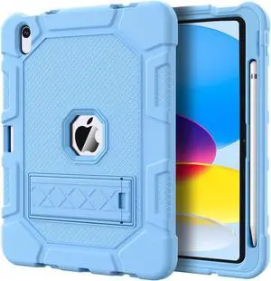 Azzsy Case for iPad 11-inch(A16) 2025/ iPad 10th Generation 10.9 Inch 2022, [Built-in Pencil Holder] Heavy Duty Shockproof Rugged Protective Case for iPad 11th/10th Generation, Sky Blue