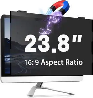 Magnetic 23.8 Inch Computer Screen Privacy Shield, Privacy Screen Filter for Frameless Monitor Widescreen 16:9 Aspect Ratio, Blue Light Protector, Anti-Spy & Anti-Scratch