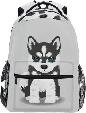 Wamika Siberian Husky Puppy Backpacks for Kids Women Men Dog Design Computer Laptop Backpack Cute Puppy Casual Book Bag Travel Camping Daypack