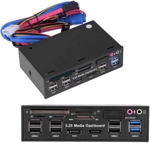 Internal Card Reader, 5.25inch Media Dashboard Front Panel Audio, All-in-1 Card Reader with USB3.0/2.0 HUB eSATA SATA Multi Card Reader(M2 / TF/SD/MMC/MS/CF)