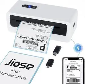 Jiose Shipping Thermal Label Printer - 4x6 Label Printer for Small Business - Desktop Postage Package Label Printer Compatible with MacOS Windows