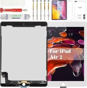 Original for iPad Air 2 Screen Replacement for iPad Air 2 2nd Gen Screen Replacement LCD Touch Digitizer for iPad Air 2 A1566 Display Screen Assembly Repair Kits A1567 White