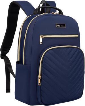 Bonioka Laptop Backpack for Women, Laptop Bag Travel Backpacks for Work Travel 15.6 Inch with USB Charing Port Luggage Strap Blue
