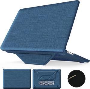 KAIJIAbox Case for MacBook Air 15 Inch Case,Foldable Stand and Mouse Pad/Bag,Plastic Hard Shell,Woven Fabric Protective Cover 2022/2024/2025 (M2 A2941/ M3 A3114/ M4 A3241)(Navy)