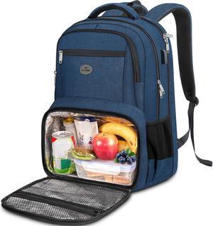 MATEIN Lunch Backpack for Men, 17 Inch Travel Laptop Backpack with Cooler Compartment, Airline Approved Carry On Backpack with USB Port, Waterproof Computer Bag for Business Work Camping Picnic, Blue