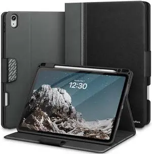 KingBlanc for Air 13-inch Case (M3 2025/M2 2024) with Built-in Pencil Holder, PU Leather Durable Protective Stand Folder Cover, Auto Wake/Sleep, Multi-Angle for Viewing/Typing, Magnetic Clasp, Black