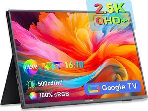 16'' 2.5K Portable Monitor, 144Hz 2560 * 1600P QHD Portable Laptop Monitor, HDR Freesync Gaming Monitor, Android TV 12.0 OS, USB-C HDMI External Second Screen, for Laptop/PC/Mac/Phone/PS5 /Xbox/Switch
