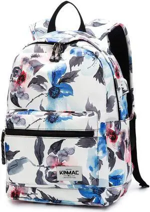 Kinmac Watercolor Pattern 15 inch Waterproof Laptop Travel Outdoor Backpack With USB Charging Port For 13 inch 14 inch and 15.6 inch Laptop