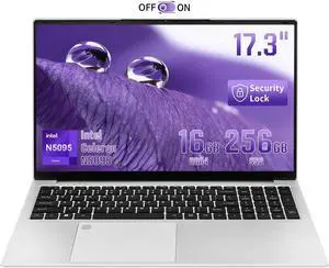 BINTEC 17.3 inch Laptop Computer,Celeron N5095 (Up to 2.9 GHz) Processor, 16GB RAM, 256G SSD, Large FHD IPS Display,Wi-Fi, HDMI, Webcam, Backlit Keyboard,Windows 11 Silver Laptop (16G+256G SSD)