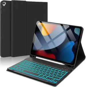 KVAGO Keyboard Case for iPad 10.2" - iPad 9th 8th 7th Generation Case with Keyboard, Backlit Detachable Bluetooth Keyboard, Folio Case for iPad Air 3rd Gen/iPad Pro 10.5" with Pencil Holder, Black