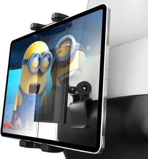 Charchendo for Tesla Model Y Model 3 Headrest Tablet Mount with Metal Ball Head Fits 4-13'' Devices, Car Back Seat iPad Holder Kids Adjustable Travel for iPad 12.9, Tablet, Phone, Switch, Fire HD 10