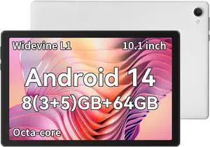 CZZ Tablet Android 14 Tablet 10.1 inch Tablet Octa-Core 8(3+5) GB RAM+64GB ROM(TF 1TB Expansion) WiFi6+Bluetooth 5.3 Dual Camera+Dual Speaker Type-C Charging+Manual (White)