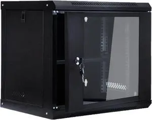 CHEALON 9U-01 Wall Mount Network Rack for 19 Inch Equipment 17 Inch Deep Server Rack Glass Locking Door