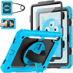 Cantis Case for iPad 11-inch (A16) 2025/ iPad 10th Generation 2022 (10.9 inch) with Screen Protector, iPad 11th Case with 360 Degree Rotating Stand/Shoulder Strap/Pencil Holder, Blue