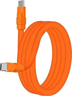 chubbycable Chubby 3.0 Fast Charging Cable Durable Soft Silicone USB C Cable 240W Extra Thick Phone Charger Cord Data Transfer Cord, Orange+Orange, Type-C to Type-C, 16.4 FT