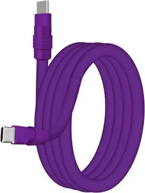 chubbycable Chubby 3.0 Fast Charging Cable Durable Soft Silicone USB C Cable 240W Extra Thick Phone Charger Cord Data Transfer Cord, Purple+Purple, Type-C to Type-C, 13.1 FT
