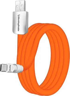 chubbycable Chubby 3.0 Fast Charging Cable Durable Soft Silicone USB C Cable 240W Extra Thick Phone Charger Cord Data Transfer Cord, Orange, USB-A to Type-C, 16.4 FT