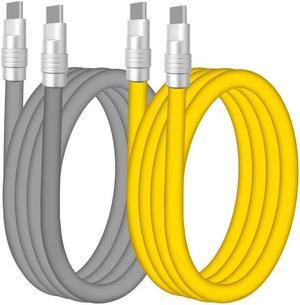 chubbycable Couple Chubby - 2-Pack 240W USB C Cable Extra Thick Silicone Fast Charging Cable for iPhone 15 16 Series, iPad, MacBook and More, Gray+Yellow, Type-C to Type-C, 9.8FT
