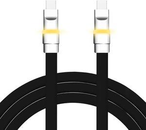 chubbycable Neon Chubby - Fast Charge Cable with Smart Light RGB Color Gradual Light Up LED USB Charging Cable, Black, Type-C to Type-C, 3.3 FT