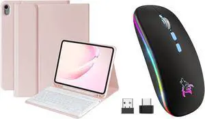 BQSS for iPad 10th Generation Keyboard Case 10.9"2022 & LED Wireless Mouse, 2.4G Wireless Bluetooth Two Mode Computer Mice
