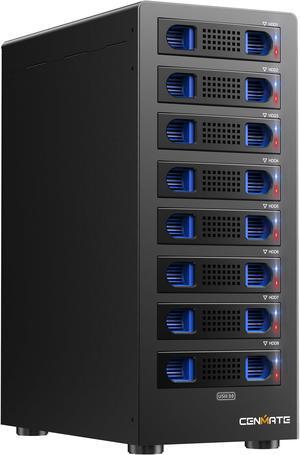CENMATE 8 Bay Hard Drive Enclosure with Cooling Fan for 2.5/3.5" SATA HDD/SSD with USB A/C 3.0 Cable, 3.5 Hard Drive Enclosure Supports 160TB Capacity, Tool-Free HDD Enclosure, DAS(NO RAID/NAS)