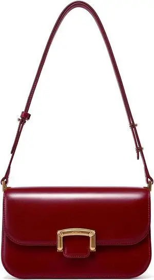 LA FESTIN Small Leather Shoulder Bag for Women - Designer Crossbody Handbag Satchel Purse with Strap for Everyday Use(Red)