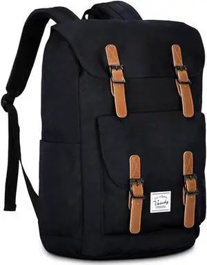 Chase Chic Backpack for Men Women, Vintage Rucksack Bookbag 15.6 inch Fashion Bag Unisex Casual Daypack for Travel,College,Work(Black)