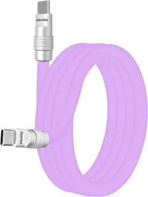 chubbycable Chubby 3.0 Fast Charging Cable Durable Soft Silicone USB C Cable 240W Extra Thick Phone Charger Cord Data Transfer Type C Cable, Light Purple, Type-C to Type-C, 13.1 FT