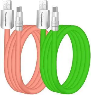 chubbycable Couple Chubby - 2-Pack 240W USB C Cable Extra Thick Silicone Fast Charging Cable for iPhone 15 16 Series, iPad, MacBook and More, Pink+Green, USB-A to Type-C, 13.1FT