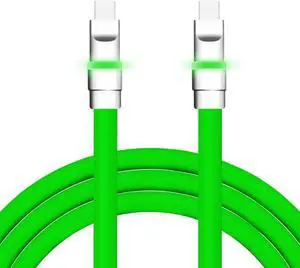 chubbycable Neon Chubby - Fast Charge Cable with Smart Light RGB Color Gradual Light Up LED USB Charging Cable, Green, Type-C to Type-C, 13.1 FT