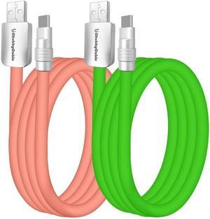 chubbycable Couple Chubby - 2-Pack 240W USB C Cable Extra Thick Silicone Fast Charging Cable for iPhone 15 16 Series, iPad, MacBook and More, Pink+Green, USB-A to Type-C, 4.9FT