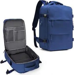 coowoz Large Travel Backpack For Women Men,Carry On Backpack Flight Approved,Hiking Backpack Outdoor Rucksack Casual Daypack Travel Bag Essentials Personal Item Backpack (Royal Blue L)