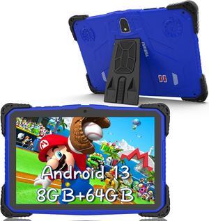Android 13 Kids Tablet 10 inch Tablet for Kids, 8GB RAM 64GB ROM Toddler Tablets, 8MP Dual Camera, Educational Games Parental Control, Tablet with Kids Software Pre-Installed Kid-Proof IWAWA APP