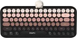 Lomiluskr Colorful Wireless Keyboard, Bluetooth/2.4G Dual Mode, Compact TKL Quiet Membrane Keyboard, Cute Gradient Retro Round Keycaps, Compatible with PC/Laptop/Tablet/Smartphone (Black)