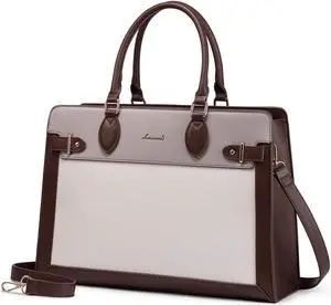LOVEVOOK Laptop Bag for Women, 15.6 Inch Large PU Leather Tote Bag, Professional Teacher Work Bag, Waterproof Business Computer Briefcase, Shoulder Tote Purse for Office