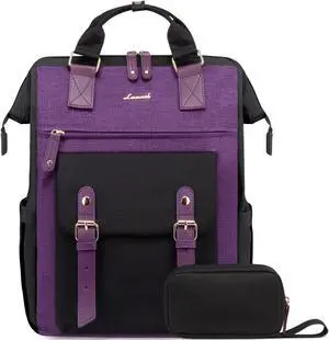 LOVEVOOK Laptop Backpack for Women Work Travel Backpack Commuter Business Computer Bag Teacher Doctor Nurse Bags College Backpack Purse, 17 Inch, Black-Purple-Purple