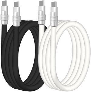 chubbycable Couple Chubby - 2-Pack 240W USB C Cable Extra Thick Silicone Fast Charging Cable for iPhone 15 16 Series, iPad, MacBook and More, Black+White, Type-C to Type-C, 8.2FT