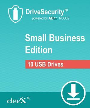 ClevX DriveSecurity powered by ESET - Small Business (SMB) - Automatic Malware (Antivirus) Protection for portable drives - 1 year, up to 10 portable USB Flash drives or external HDD/SSD devices