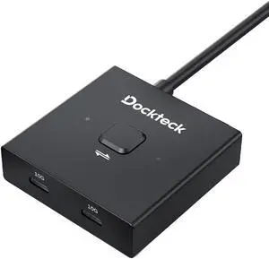 Dockteck USB C Switch, Bi-Directional Switcher1 in 2 Out/2 in 1 Out with 10Gbps Transfer Speed and 100W PD Charging,USB Switch with 4K@60Hz,1.9FT USB-C Cable for Printer, Laptop,Scanner