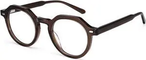 Dollger Blue Light Blocking Glasses For Woman Men Thick Frame Trendy Round Non-Prescription Glasses, For Computer Work Gaming, Brown Frame