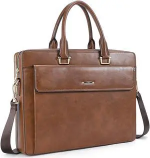 CLUCI Women Leather Briefcases Slim Large Business 15.6 Inch Laptop Vintage Shoulder Bag for Men