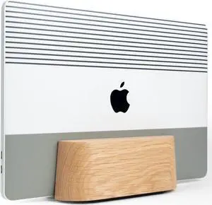 COREMINDED Adjustable Vertical Laptop Stand for Desk, Wooden Laptop Holder, MacBook Pro Stand, Wood Mac Air Dock (Solid Oak)