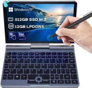 Crelander 2-in-1 Mini Laptop | 8-Inch Touchscreen Portable Small Pocket Computer | Intel 12th Gen N100 Processor | 12GB DDR5 RAM 512GB SSD |PD 30W Charging | WiFi6 BT5.2 |Backlit Keyboard |Windows 11