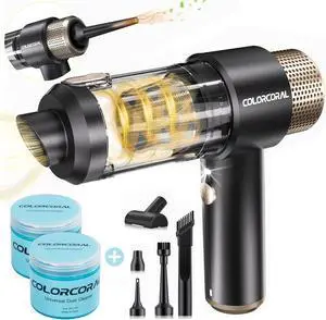COLORCORAL Mini Vacuum Cleaner and 2Pack Cleaning Gel Universal Dust Cleaner for Car Vent Keyboard