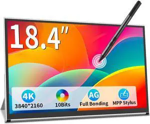Portable Monitor 4k 18.4" Touchscreen,3840 x 2160 10bits,Anti-Glare,Optical Bonding,MPP Stylus Pen Compatible,Laptop External Screen HDR Eye Care Gaming Computer Display for Laptop