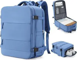 coowoz Large Travel Backpack Carry On for Women Man Waterproof Gym Backpack with Laptop Compartment Mochila de Viaje Teacher Personal Item Backpack Rucksack Airplane Accessories Must Haves Sky Blue