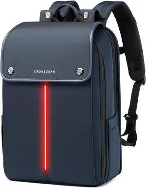 CROSSGEAR Smart Business Laptop Backpack Led Reflective Travel Backpack Three-Speed Adjustment Expandable Carry-On Laptop Bag for Cycling Work and Daily Use for Men Women,Dark Blue