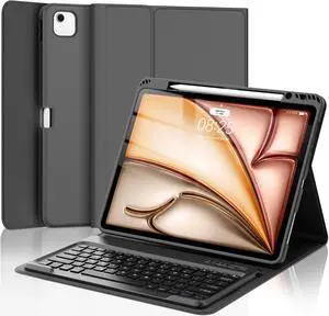 D DINGRICH Keyboard Case for iPad Air 13 inch (M2) 2024, Smart Folio Cover with Pencil Holder, Rechargeable, Magnetic Wireless Keyboard for iPad Air 13", Only Compatible with Model A2898/A2899/A2900