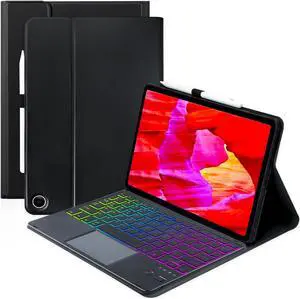 MePadKey Touchpad Keyboard Case for Amazon fire Max 11 11.0-inch 2023(13th Generation),Rainbow Backlight Rechargeable Detachable Keyboard with Pen Holder for Tablet Cover (Black+Black)