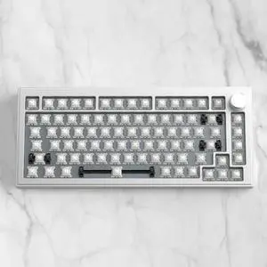 DrunkDeer A75 Rapid Trigger Mechanical Keyboard TKL Aluminum Case Wired Magnetic Switch Compact 82Keys RGB No Keycap,with Knob,Sliver White